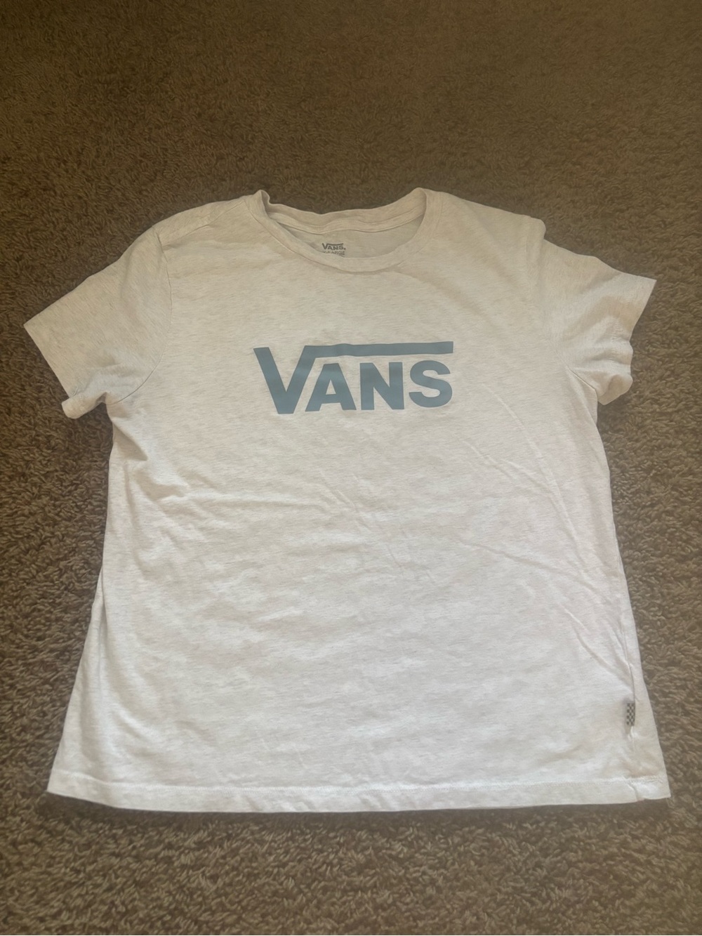 Vans White Tee with Light Blue Logo